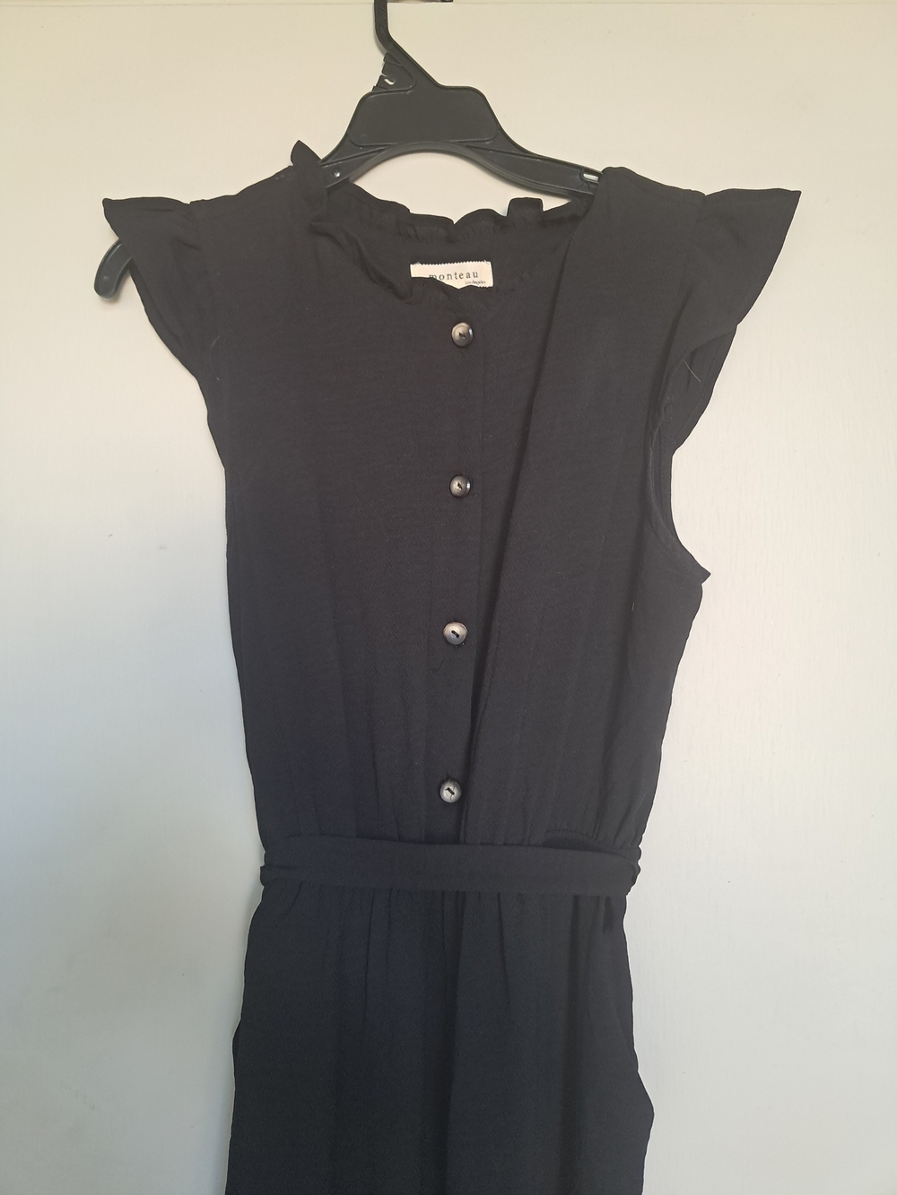 Aritzia Wilfred Black Button-Front Sleeveless Jumpsuit
